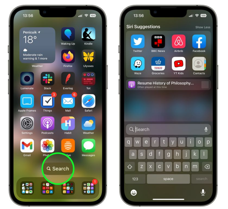 大茂镇苹果手机维修分享升级到 iOS 16 后，如何删除主屏幕上的搜索按钮 