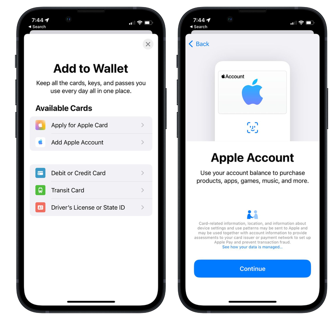 大茂镇苹果手机维修分享iOS 15.5钱包App如何添加 Apple 账户 