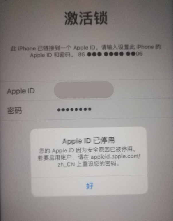 大茂镇苹果手机维修分享iPhone 12 出现提示“Apple ID 已停用”怎么办 